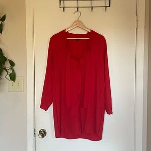 Topshop red button down long sleeve dress